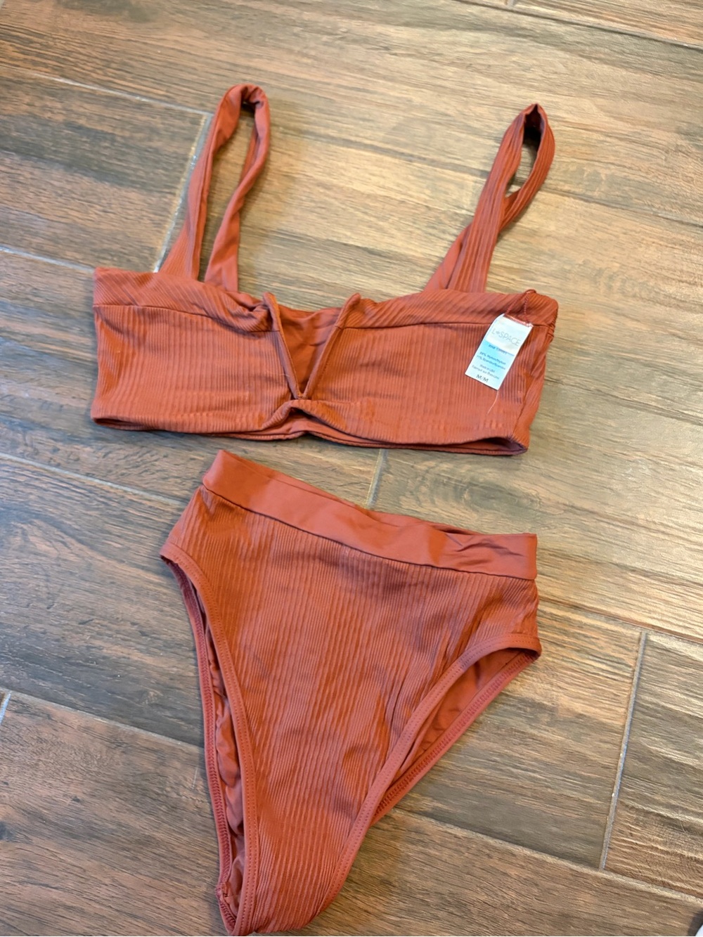 l*space Ribbed Rust High-Waist Bikini Set
